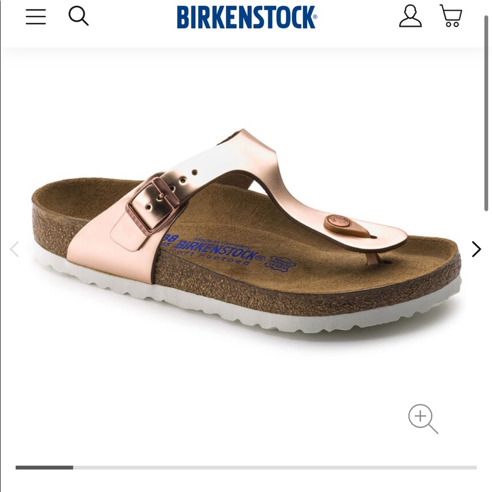 Rose Gold/ Metallic Copper Soft Footbed Gizeh Birkenstocks